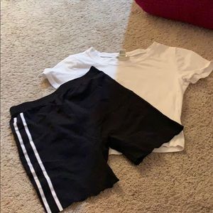 A tank top and some biker shorts